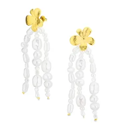 Wasserfester Blumen Perle Ohrringe in vergoldetem Edelstahl - OCEANA