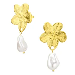 Wasserfester Blumen Ohrringe in vergoldetem Stahl - OCEANA