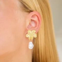 Wasserfester Blumen Ohrringe in vergoldetem Stahl - OCEANA