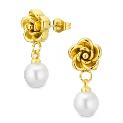 Wasserfester Blumen Ohrringe in vergoldetem Stahl - OCEANA