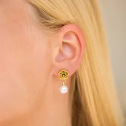 Wasserfester Blumen Ohrringe in vergoldetem Stahl - OCEANA