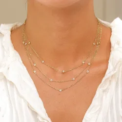 Wasserfest Zirkon Halskette aus vergoldetem Stahl - OCEANA