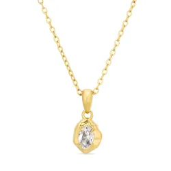 Wasserfest Zirkon Halskette aus vergoldetem Stahl - OCEANA