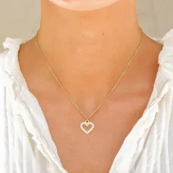 Wasserfest Herz Halskette aus vergoldetem Stahl - OCEANA