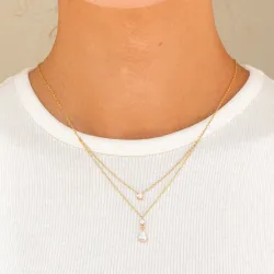 Wasserfest Zirkon Halskette aus vergoldetem Stahl - OCEANA