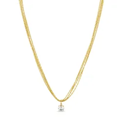 Wasserfest Zirkon Halskette aus vergoldetem Stahl - OCEANA