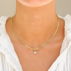 Wasserfest Zirkon Halskette aus vergoldetem Stahl - OCEANA