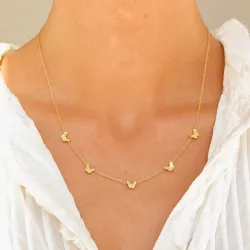 Wasserfest Schmetterling Halskette aus vergoldetem Stahl - OCEANA