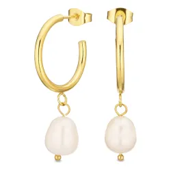 Wasserfester Perle Halbkreolen in vergoldetem Edelstahl - OCEANA