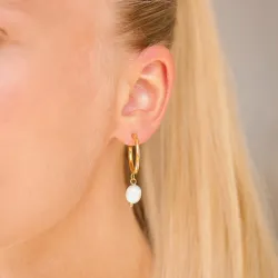 Wasserfester Perle Halbkreolen in vergoldetem Edelstahl - OCEANA