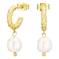 Wasserfester Perle Halbkreolen in vergoldetem Stahl - OCEANA