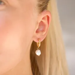 Wasserfester Perle Halbkreolen in vergoldetem Stahl - OCEANA