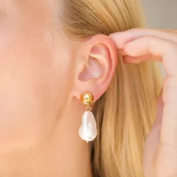 Wasserfester Perle Ohrringe in vergoldetem Stahl - OCEANA