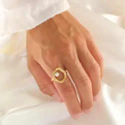 Wasserfest Perle Ring aus vergoldetem Edelstahl - OCEANA