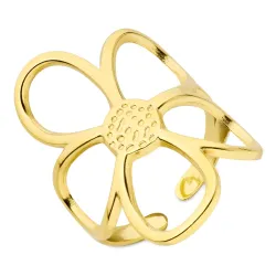 Wasserfest Blumen Ring aus vergoldetem Edelstahl - OCEANA