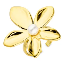 Wasserfest Blumen justierbar Ring aus vergoldetem Edelstahl - OCEANA