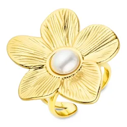 Wasserfest Blumen Ring aus vergoldetem Edelstahl - OCEANA