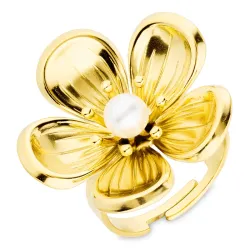 Wasserfest Blumen Ring aus vergoldetem Edelstahl - OCEANA