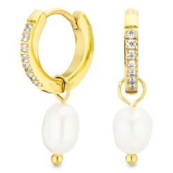 Wasserfester Perle Ohrringe in vergoldetem Stahl - OCEANA