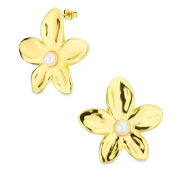 Wasserfester Blumen Ohrringe in vergoldetem Stahl - OCEANA