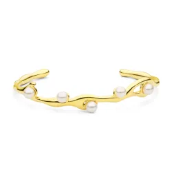 Wasserfest Perle Armreif aus vergoldetem Stahl - OCEANA