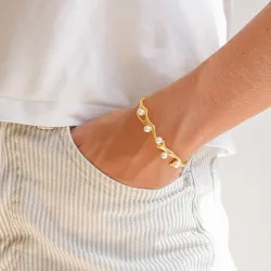 Wasserfest Perle Armreif aus vergoldetem Stahl - OCEANA