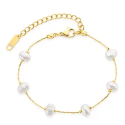 Wasserfest Perle Armband aus vergoldetem Stahl - OCEANA