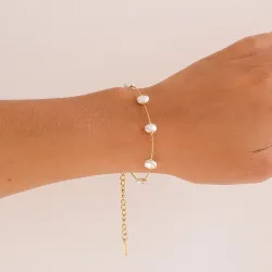 Wasserfest Perle Armband aus vergoldetem Stahl - OCEANA