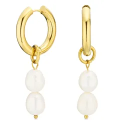 Wasserfester Perle Kreole in vergoldetem Stahl - OCEANA