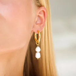 Wasserfester Perle Kreole in vergoldetem Stahl - OCEANA