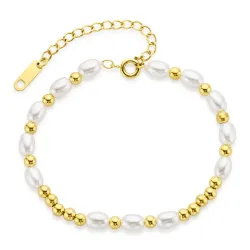 Wasserfest Perle Armband aus vergoldetem Stahl - OCEANA