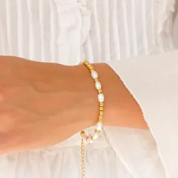 Wasserfest Perle Armband aus vergoldetem Stahl - OCEANA