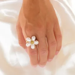 Wasserfest Perle Ring aus vergoldetem Edelstahl - OCEANA