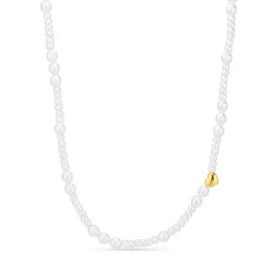 Wasserfest Herz Perle Halskette mit Anhänger aus vergoldetem Stahl - OCEANA
