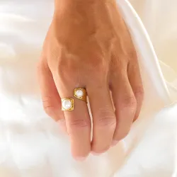 Wasserfest Perle Ring aus vergoldetem Edelstahl - OCEANA