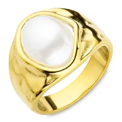 Wasserfest Perle Ring aus vergoldetem Edelstahl - OCEANA