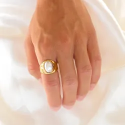 Wasserfest Perle Ring aus vergoldetem Edelstahl - OCEANA