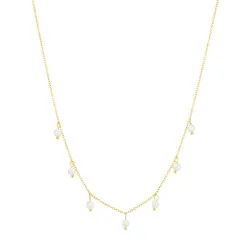 Wasserfest Perle Halskette aus vergoldetem Stahl - OCEANA