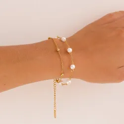 Wasserfest Perle Armband aus vergoldetem Stahl - OCEANA