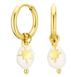 Wasserfester Perle Kreole in vergoldetem Stahl - OCEANA