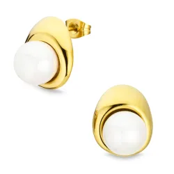 Wasserfester Perle Ohrringe in vergoldetem Stahl - OCEANA