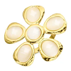 Wasserfest Blumen justierbar Ring aus vergoldetem Edelstahl - OCEANA