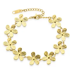 Wasserfest Blumen Armband aus vergoldetem Stahl - OCEANA