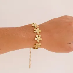 Wasserfest Blumen Armband aus vergoldetem Stahl - OCEANA