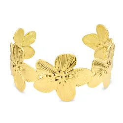Wasserfest Blumen Armreif aus vergoldetem Stahl - OCEANA