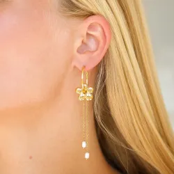 Wasserfester Blumen Perle Ohrringe in vergoldetem Stahl - OCEANA