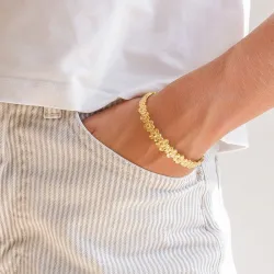 Wasserfest Blumen Armreif aus vergoldetem Stahl - OCEANA