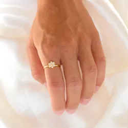 Wasserfest Blumen Zirkon justierbar Ring aus vergoldetem Edelstahl - OCEANA