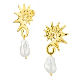 Wasserfester Perle Ohrringe in vergoldetem Stahl - OCEANA