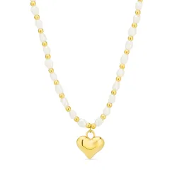 Wasserfest Herz Halskette aus vergoldetem Stahl - OCEANA